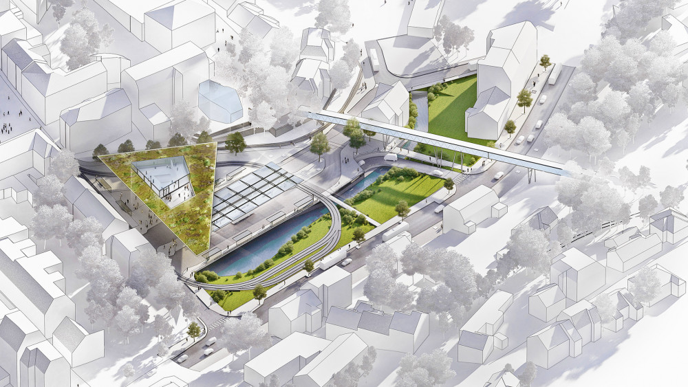 Celkový pohled na vítězný návrh nového terminálu, vzešlý z architektonické kanceláře DOMYJINAK.