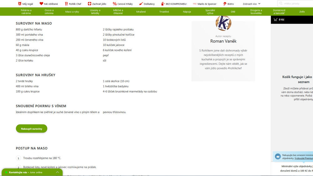 Kuchařka, integrovaná do Rohlík.cz, je prostě geniální a nad recepty převzali záštitu mediálně známí profíci.