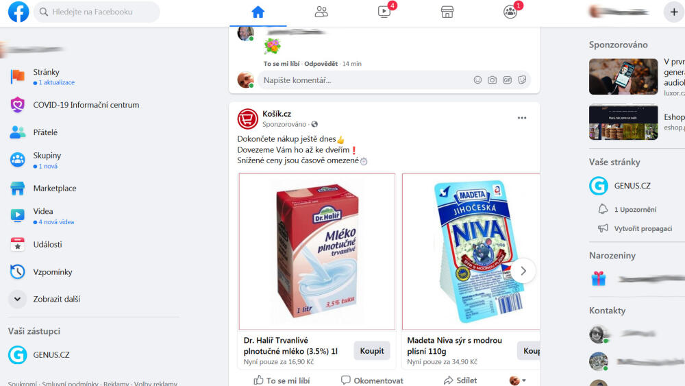 Dávejte pozor, co internetu dovolíte, jinak vás nedokončené nákupy začnou pronásledovat. Screenshot je trochu zavádějící, takto se totiž nechová zdaleka jen Košík.cz.