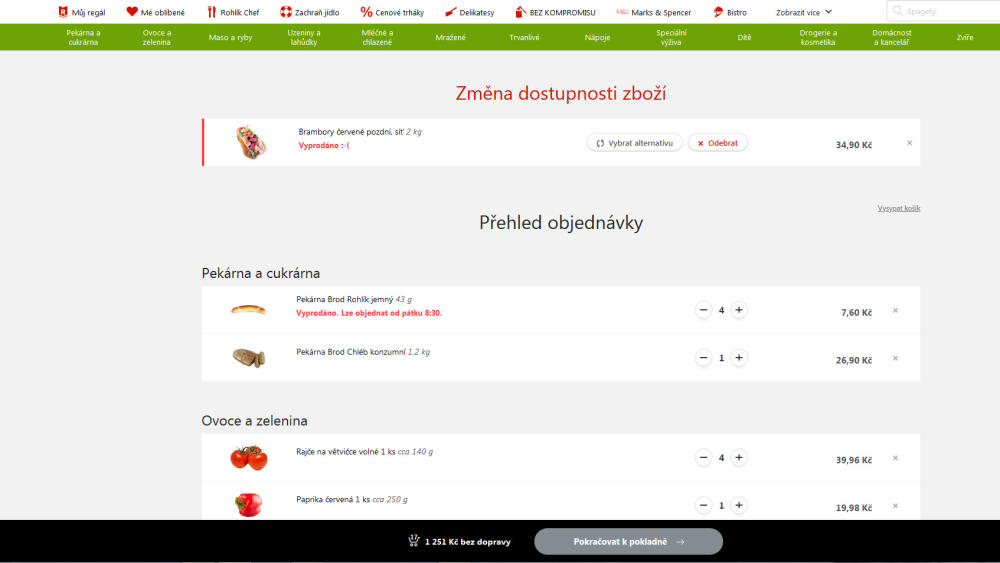 Potraviny kradou ze seznamu rychlejší zájemci i na Rohlik.cz.