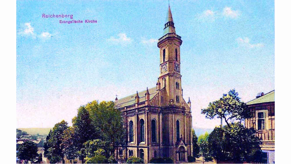 Evangelický kostel stával v místě dnešního parku na náměstí Českých bratří.