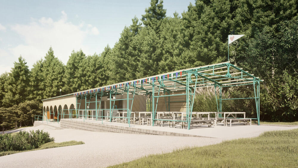 Vizualizace plánované revitalizace Lesního koupaliště podle představ studia Mjölk. 