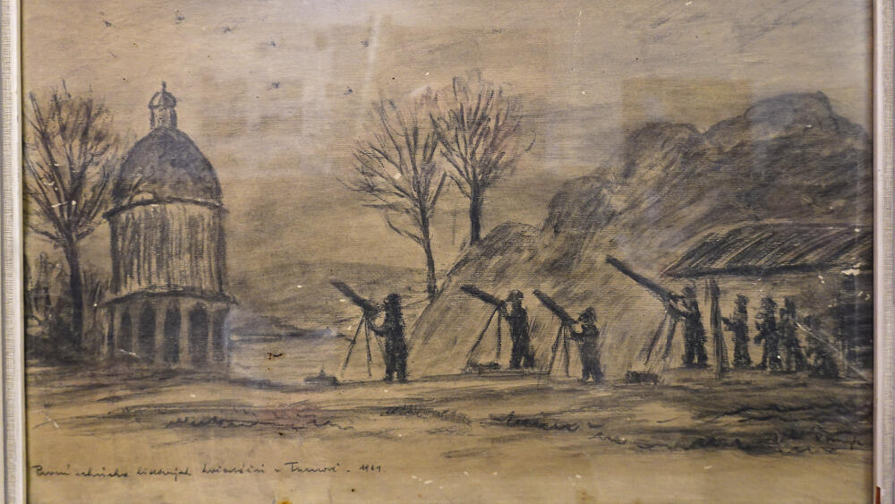 Kresba z první schůzky astronomického kroužku uvádí rok 1961. (Zdroj: archiv turnovské hvězdárny.)