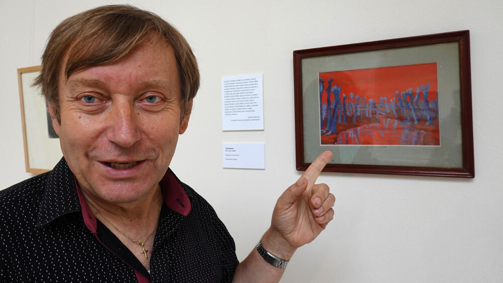 Jan Luštinec a "Zoufalství", jeden z jeho favoritů výstavy.