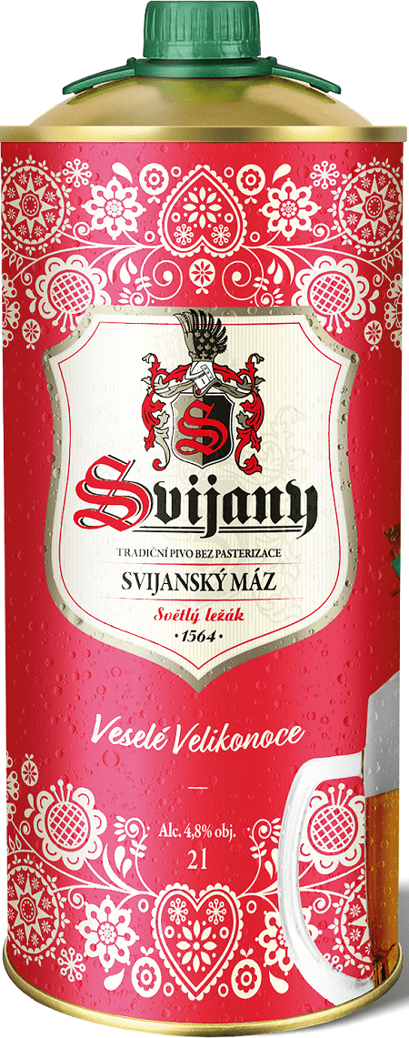 Půllitrové plechovky s velikonočním dekorem Svijanský Máz 11 %