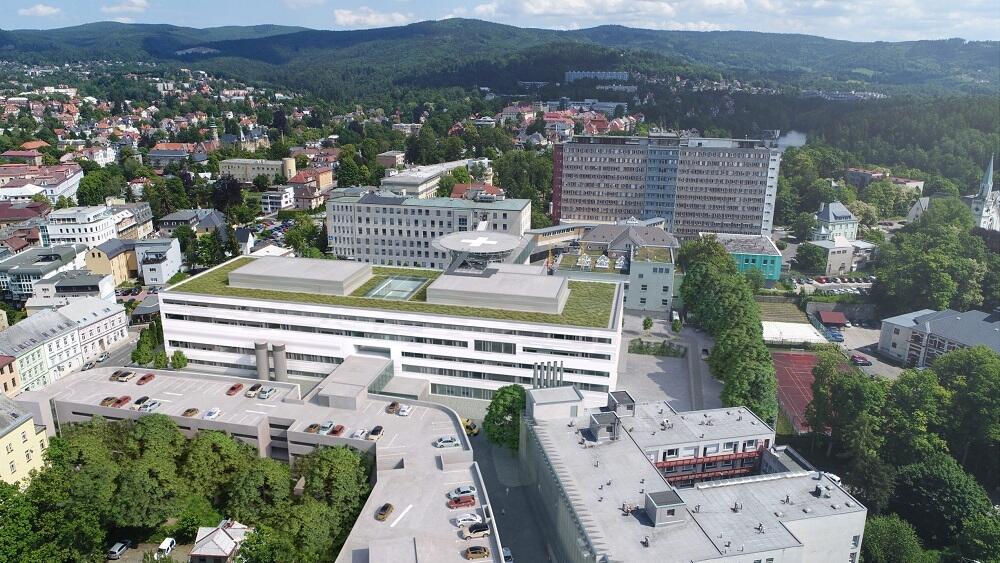 Nový pavilon zakomponovaný do areálu KNL, vizualizace.