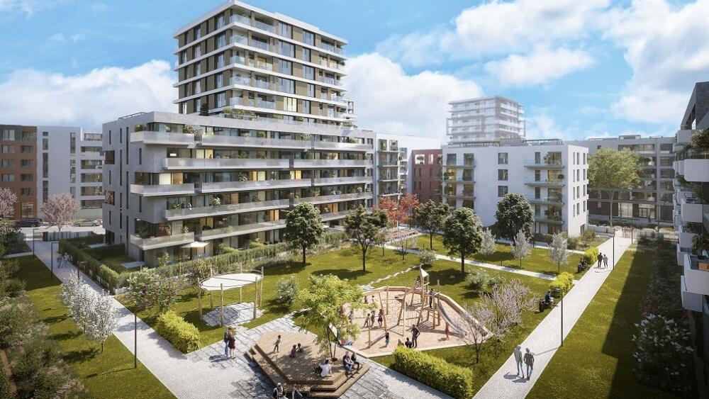 Rezidenční Parková čtvrť nabídne nejen stovky luxusních bytů, restaurace a kavárny, ale i školku se zahradou a rozsáhlý park s vodními prvky
