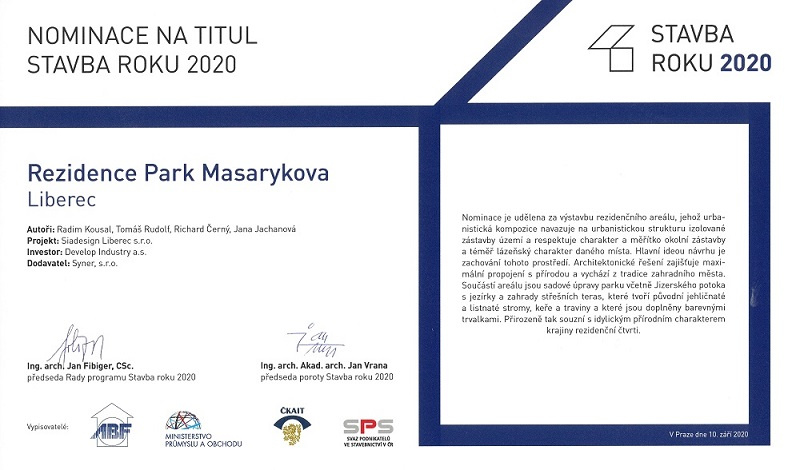 Nominace Rezidence Park Masarykova