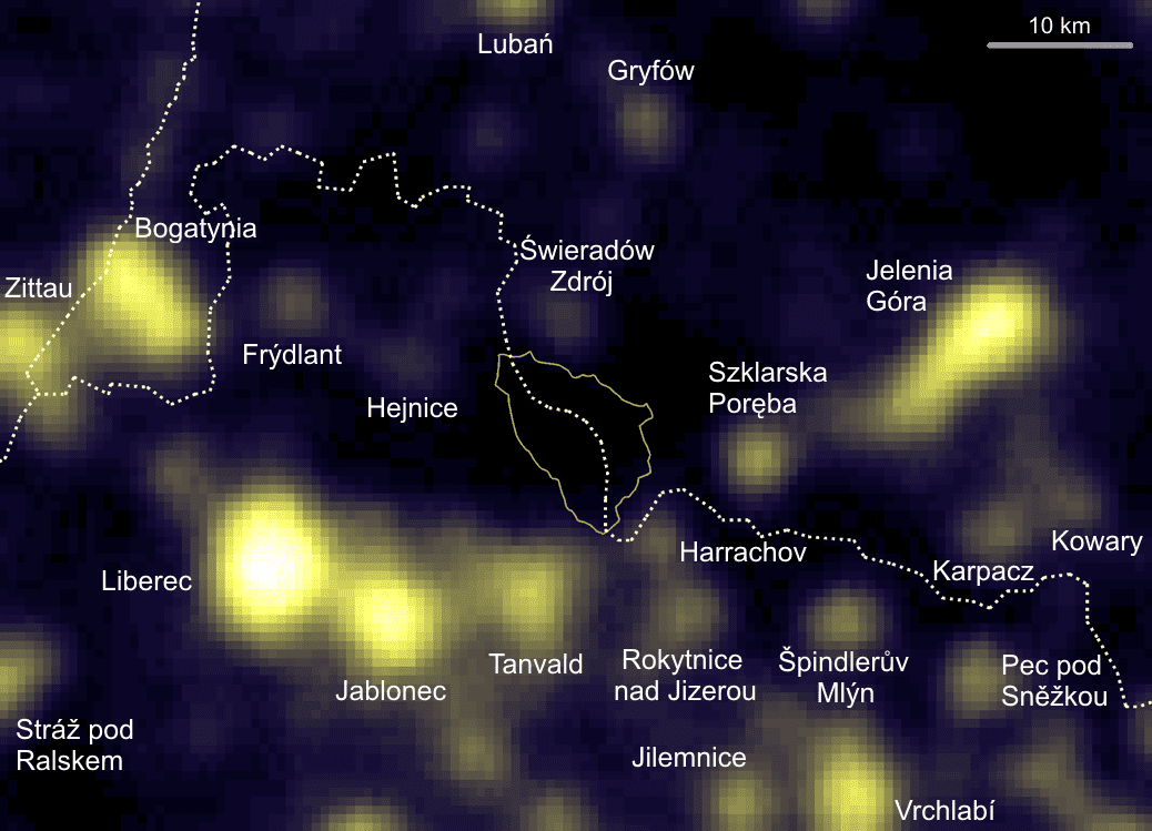 Jizerská oblast tmavé oblohy 