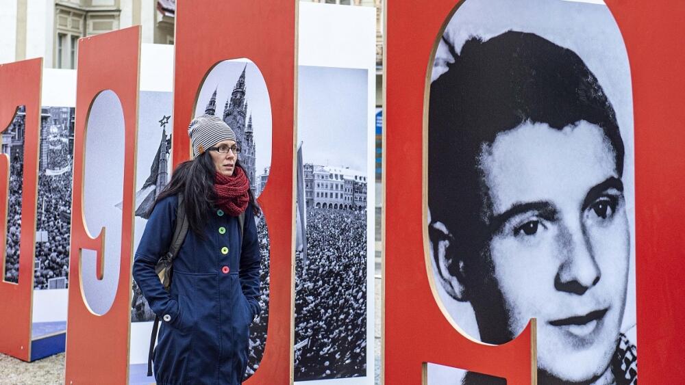 Výstava k roku 1989 u radnice v Liberci