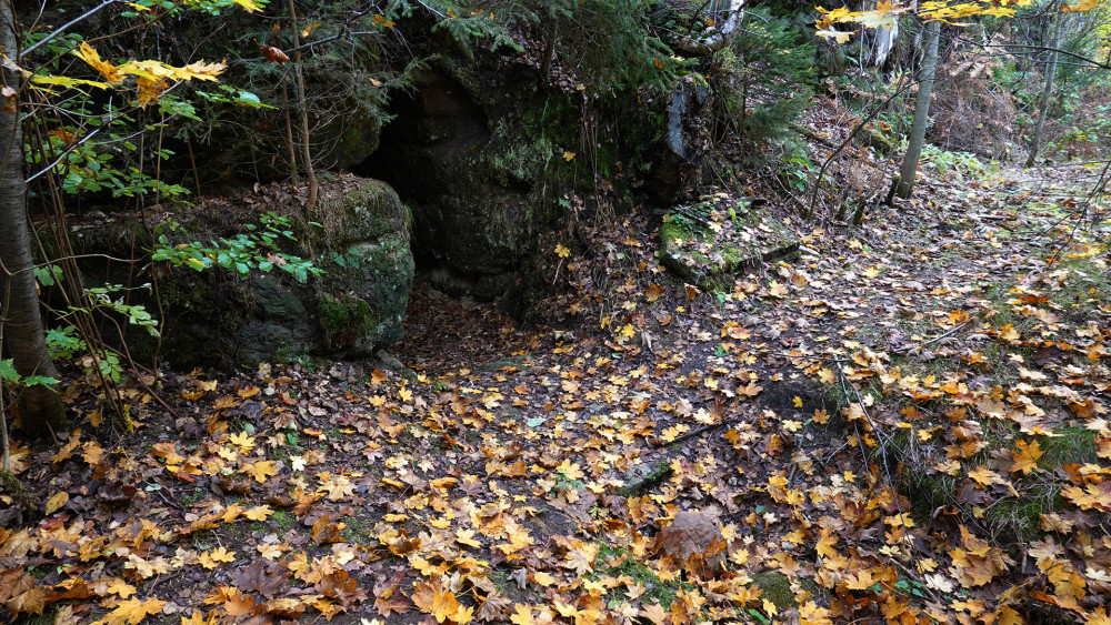 Cestu k bývalému Neumannovu mlýnu kříží tak zvaný jalový přepad ze skalní štoly náhonu.