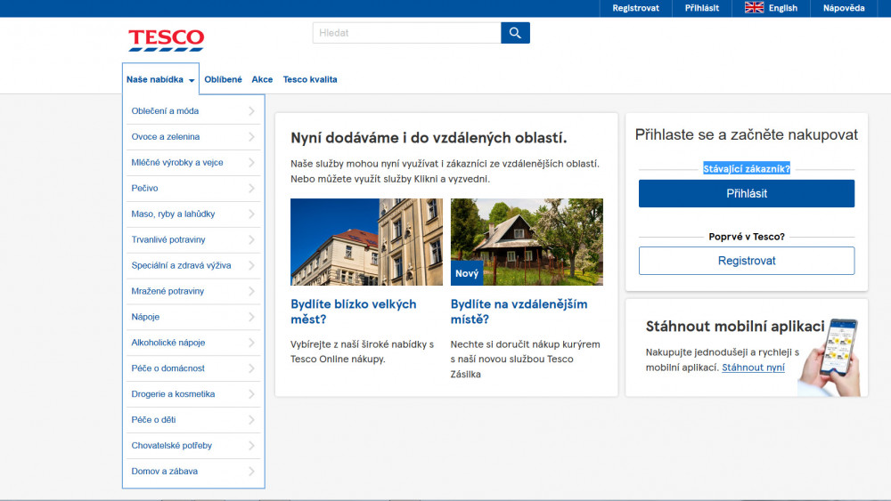 E-shop iTesco.cz je přilepený do stránek Tesca, což podle mě není optimální.