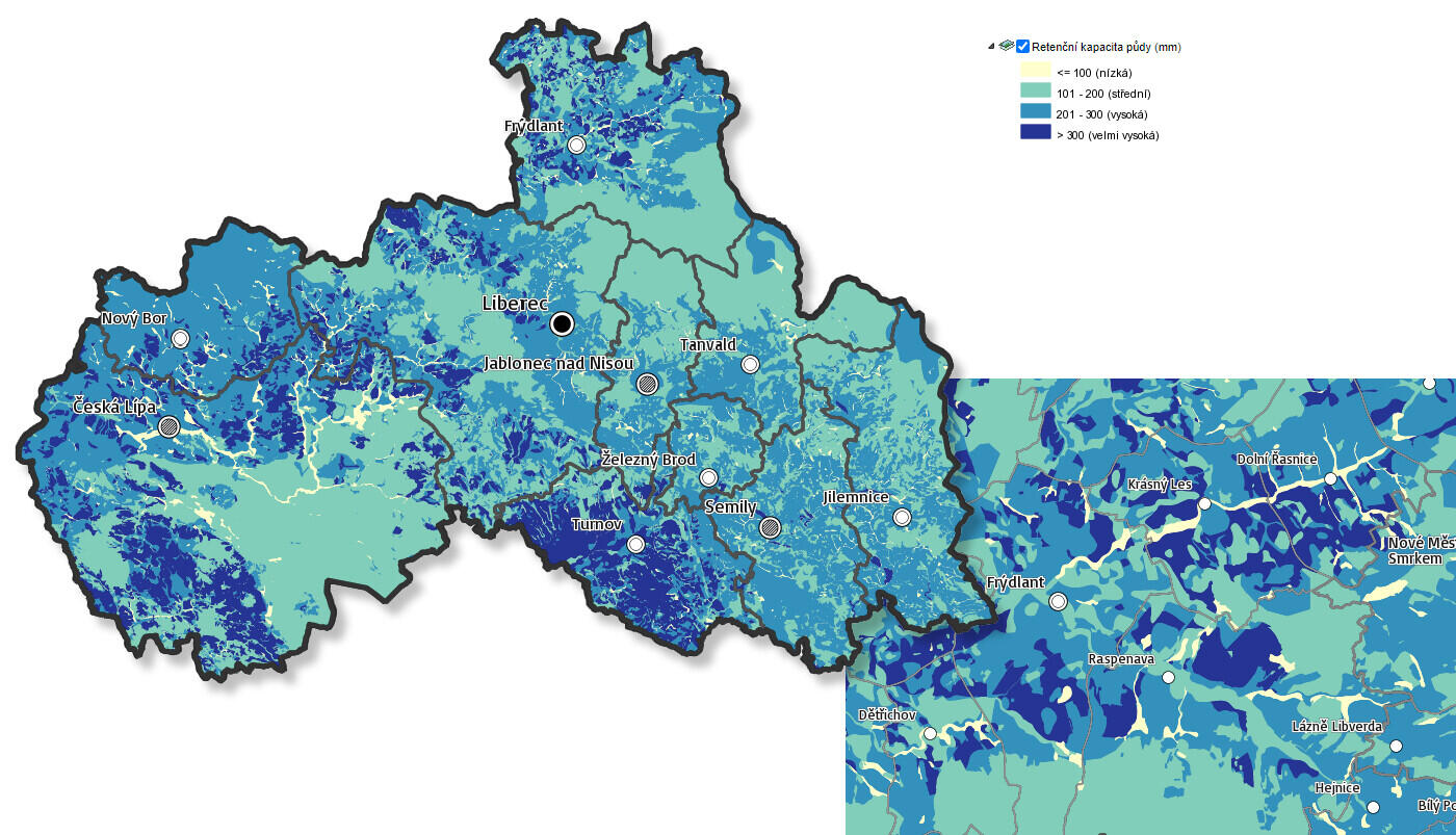 Mapa, retenčni kapacita půdy
