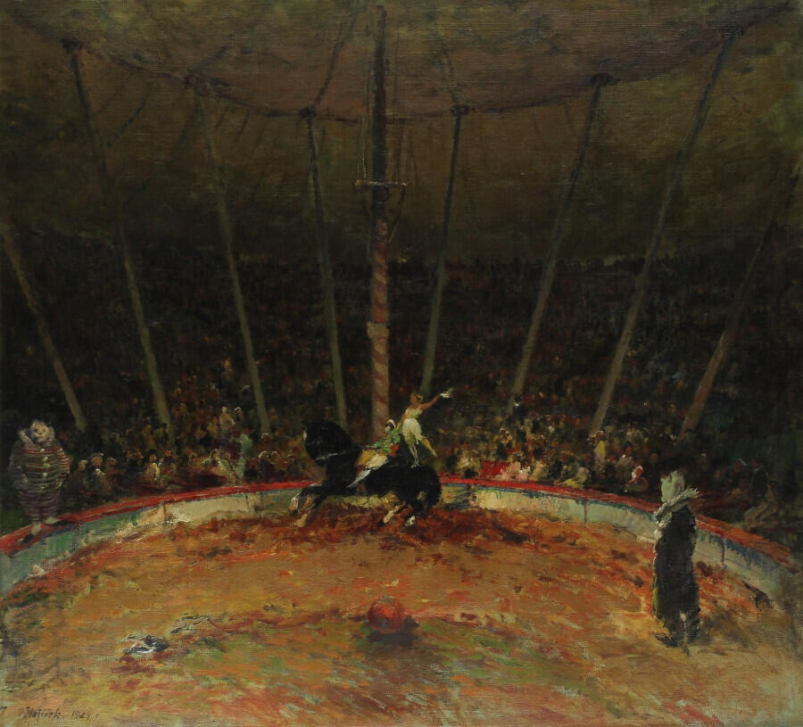 Oldřich Blažíček, Cirkus, 1924, olej na plátně, 100 x 110 cm