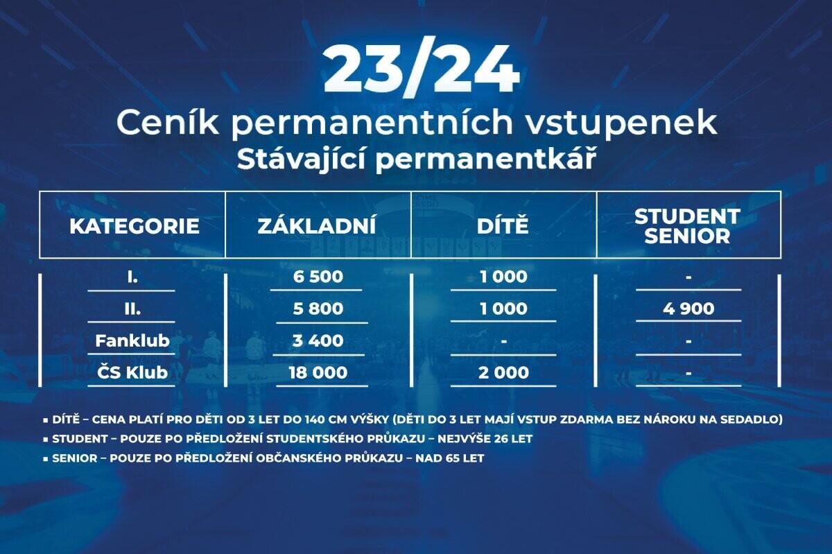 Ceník v sezoně 2023/24