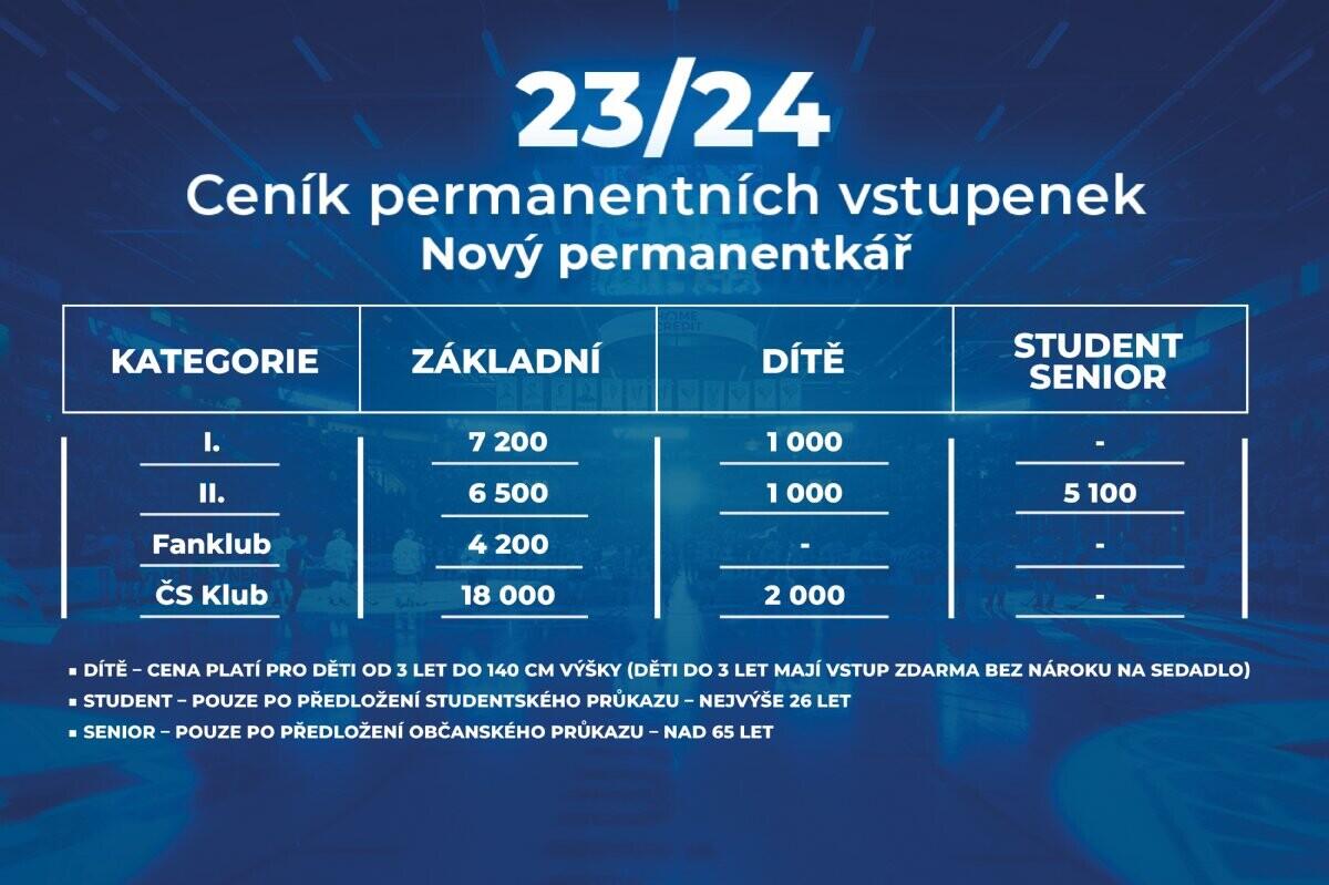 Ceník v sezoně 2023/24
