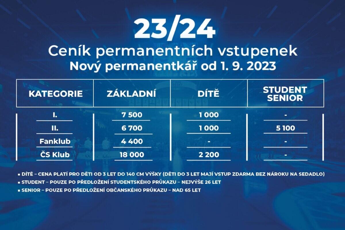 Ceník v sezoně 2023/24