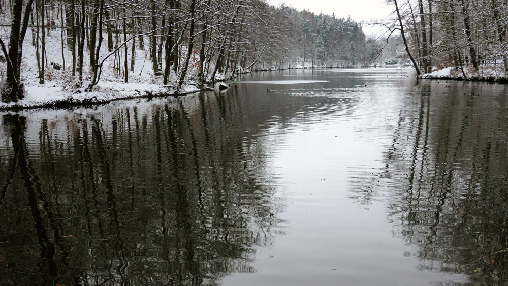 Liberecká přehrada lidi v lednu "zalezlé za pecí" ke koupání příliš nevybízí.