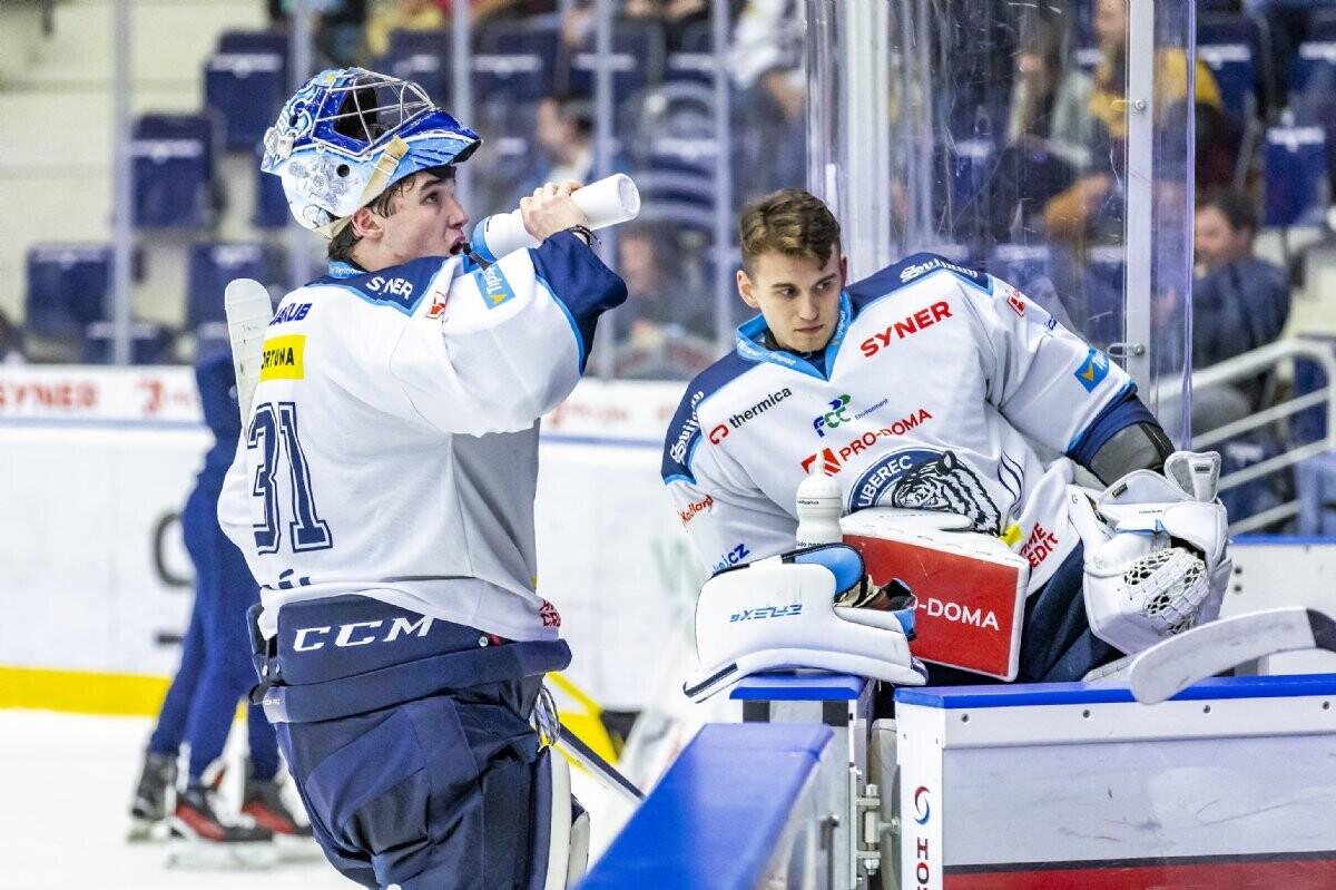 Mladá brankářská dvojice – Daniel Král (20 let) a Dávid Hrenák (25), foto: www.hcbilitygri.cz