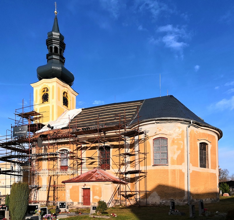 Kostel v Jindřichovicích pod Smrkem, stav v listopadu 2020, foto: NPÚ