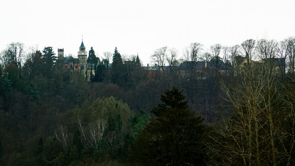 Panorama sychrovského areálu od Radostína.