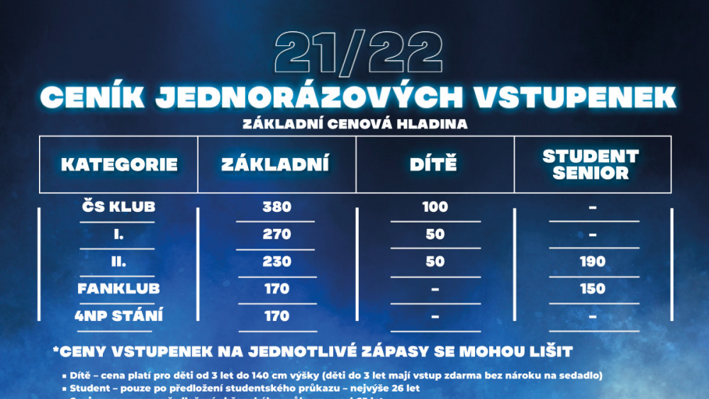 Ceník jednorázových vstupenek